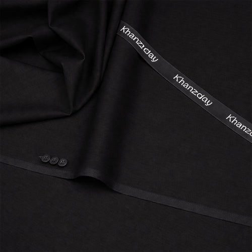 Men’s Unstitched Cotton Suit - Black - Khanzaday