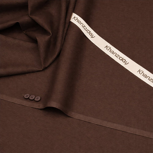 Men’s Unstitched Cotton Suit - Brown - Khanzaday