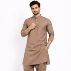 Men’s Unstitched Cotton Suit - Cocoa - Khanzaday