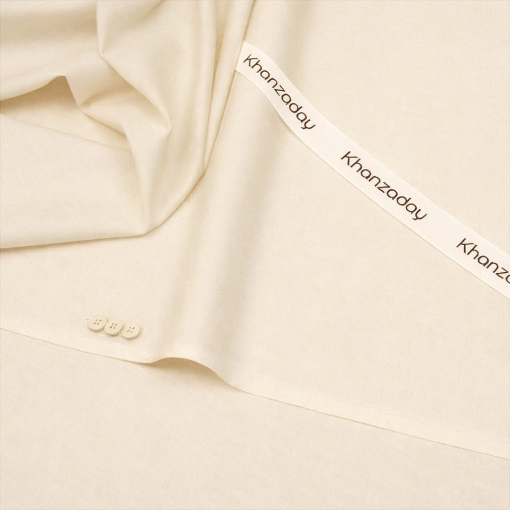 Men’s Unstitched Cotton Suit - Cream - Khanzaday