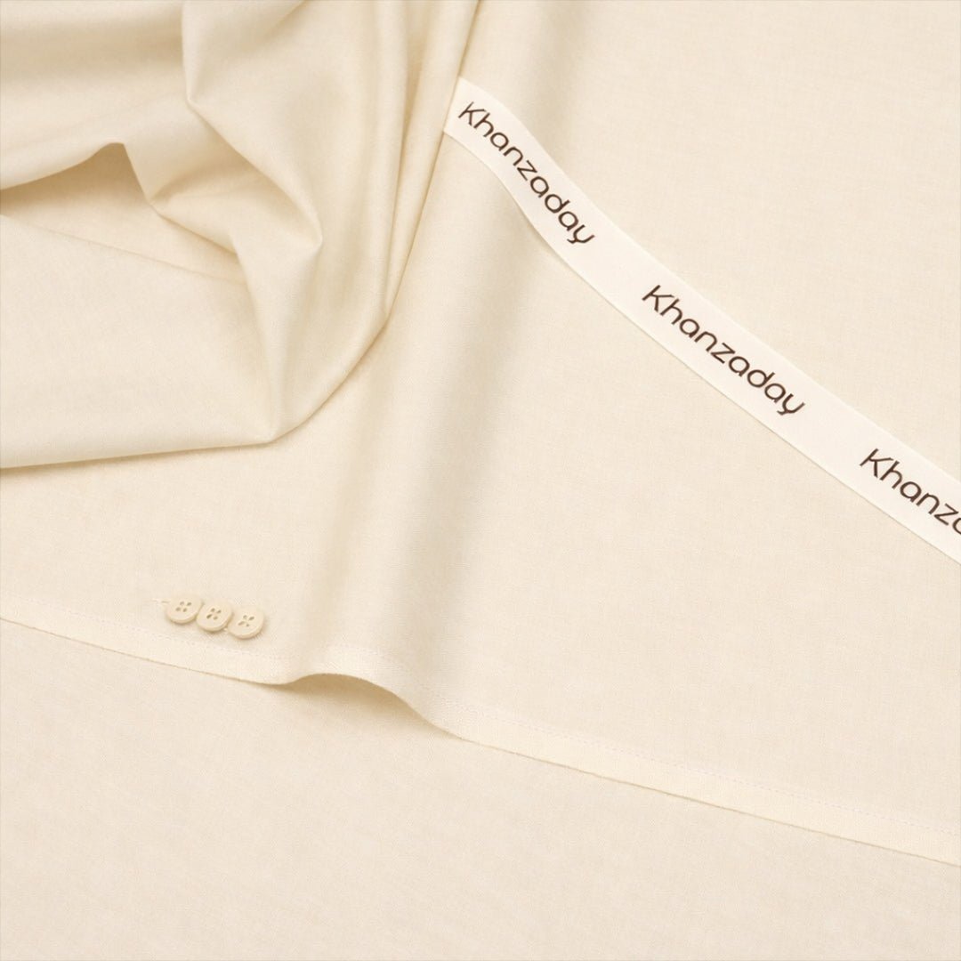 Men’s Unstitched Cotton Suit - Cream - Khanzaday