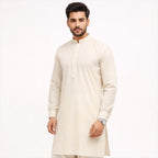 Men’s Unstitched Cotton Suit - Cream - Khanzaday