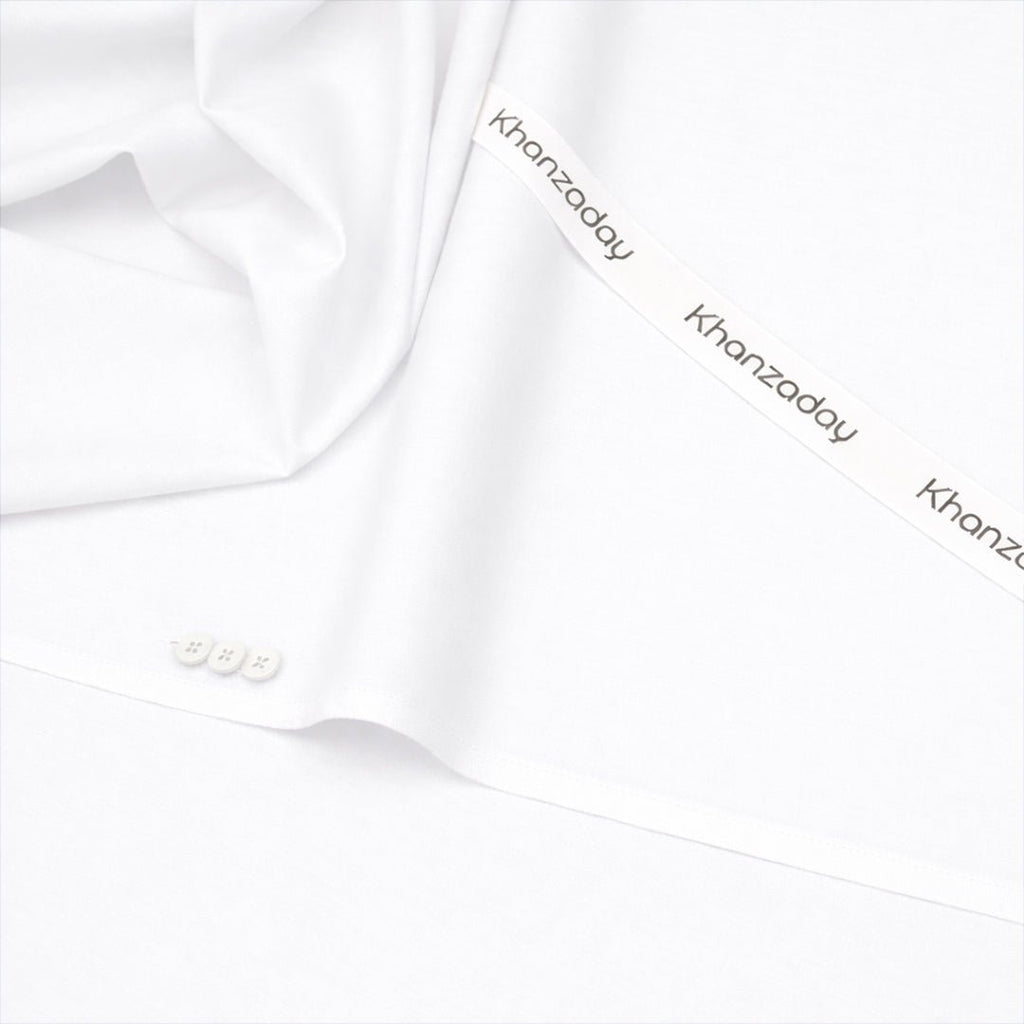 Men’s Unstitched Cotton Suit - White - Khanzaday
